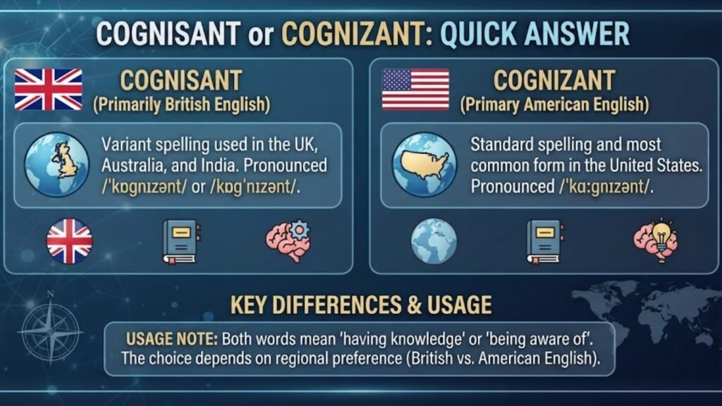 Cognisant or Cognizant: Quick Answer