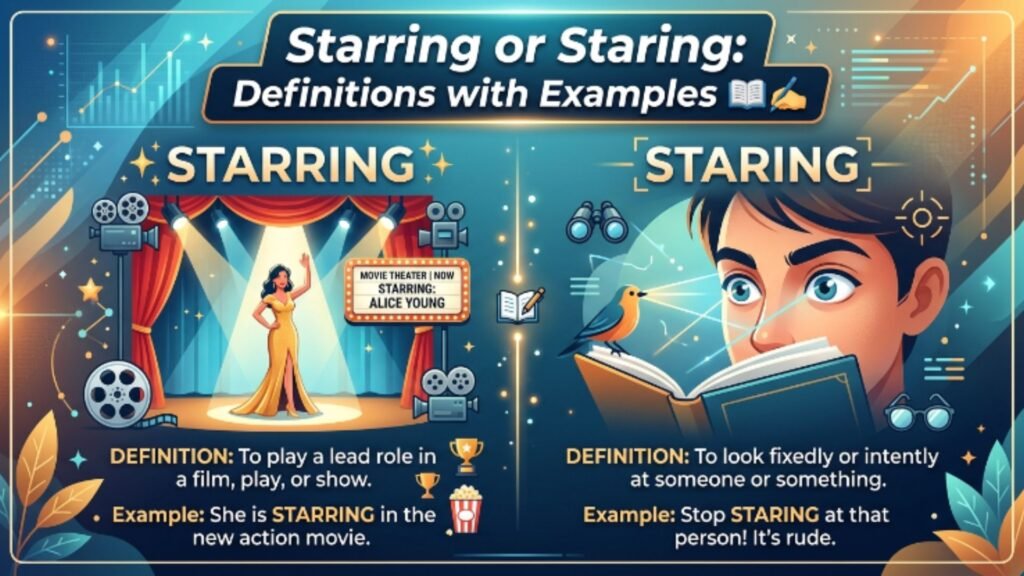 Starring or Staring: Definitions with Examples 📖✍️