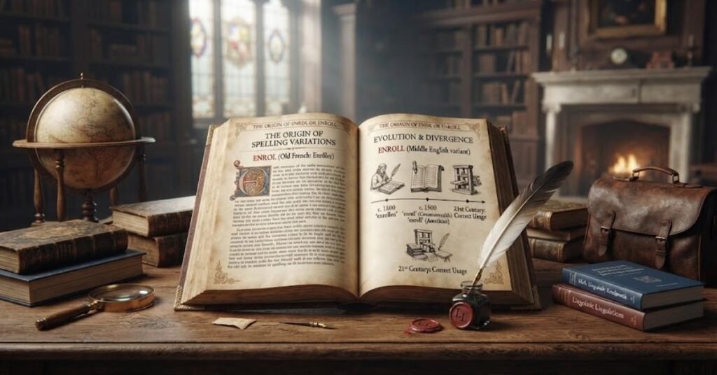 The Origin of Enrol or Enroll