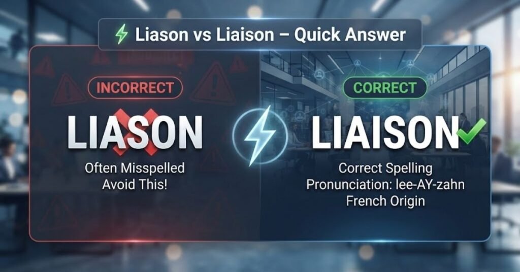 ⚡ Liason vs Liaison – Quick Answer