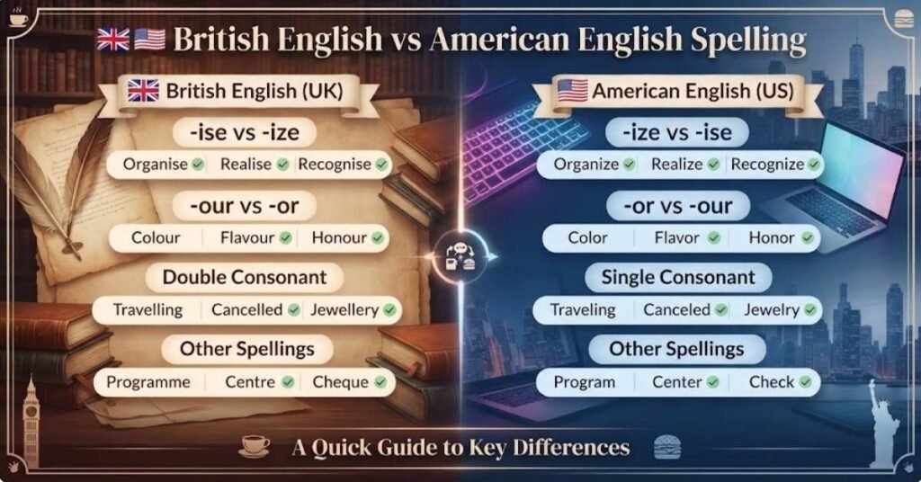 🇬🇧🇺🇸 British English vs American English Spelling