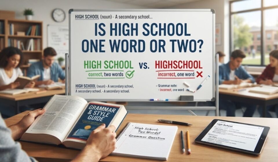 is high school one word or two